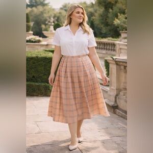 Pendleton Womens Pink Plaid Pleated Wool Maxi Skirt 20W 20 W